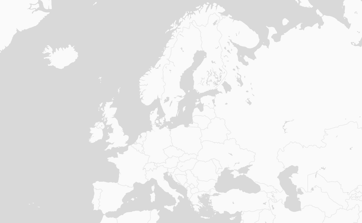 Map of Europe with pins at Florence and Helsinki.